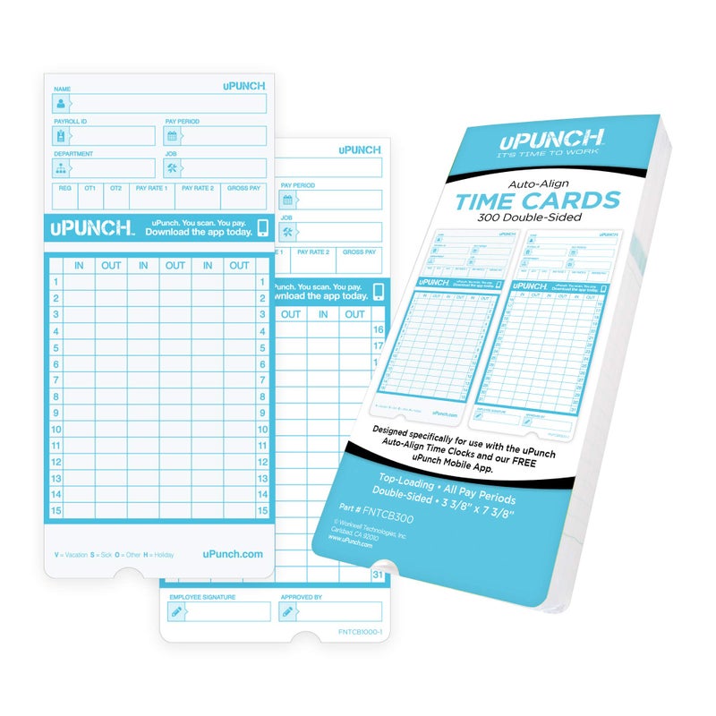 uPunch 300 Time Cards for FN1000 AutoAlign Time Clock - Image 1